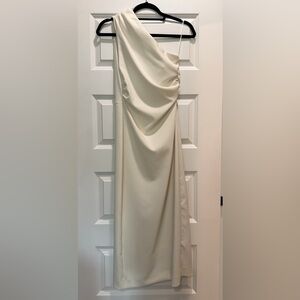 Zara One Shoulder Cream Dress